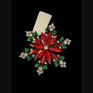 Zard Gold Tone Poinsettia Christmas Holiday 2.25" Long Brooch Pin NWT